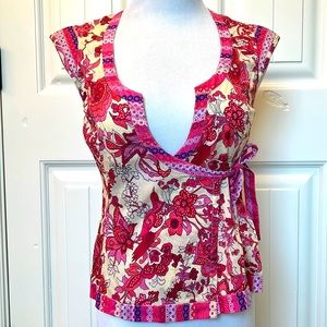 French Connection vintage aughts tie side wrap top Sz 4 6